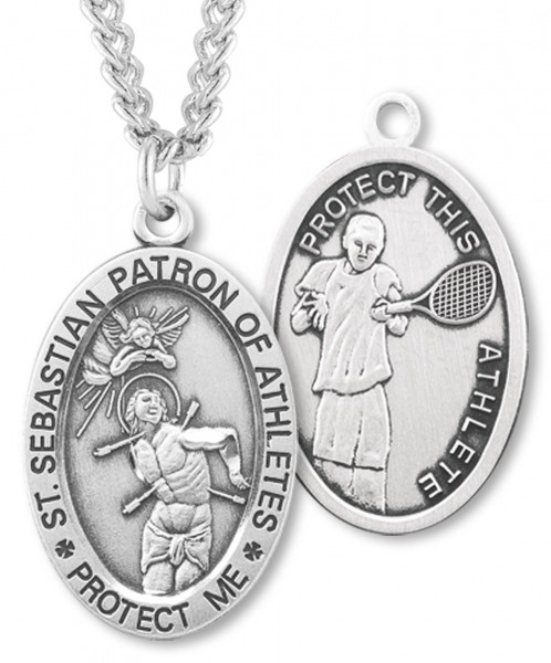 Men's St. Sebastian Tennis Medal Sterling Silver - Sterling Silver