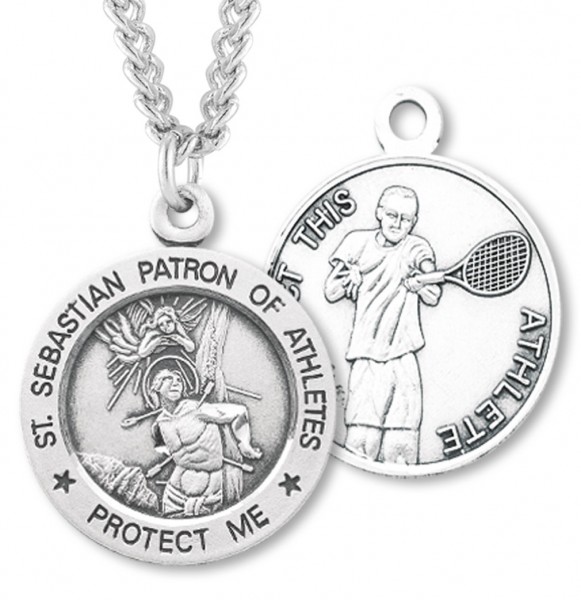 Men's St. Sebastian Tennis Medal Sterling Silver - Sterling Silver