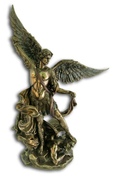 Bronzed Resin St. Michael Statue - 10 Inches - Bronze