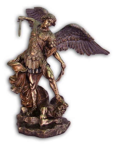 Bronzed Resin St. Michael Statue - 29 Inches - Bronze