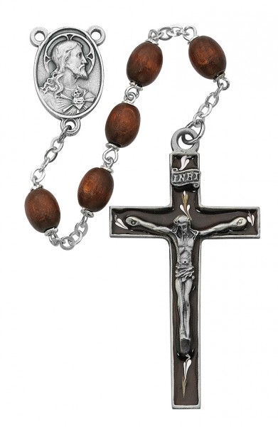 Brown Enamel Crucifix Rosary - Brown
