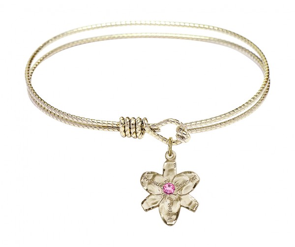 Cable Bangle Bracelet with a Chastity Charm - Rose