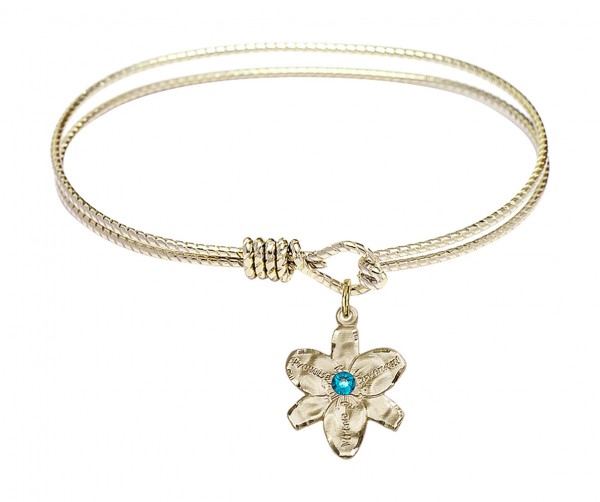 Cable Bangle Bracelet with a Chastity Charm - Zircon