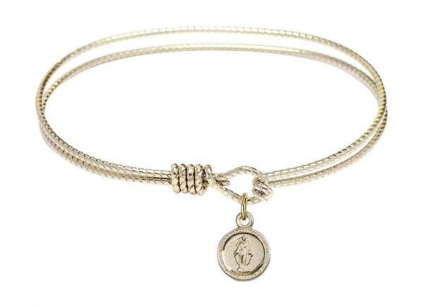 Cable Bangle Bracelet with a Miraculous Charm - Gold