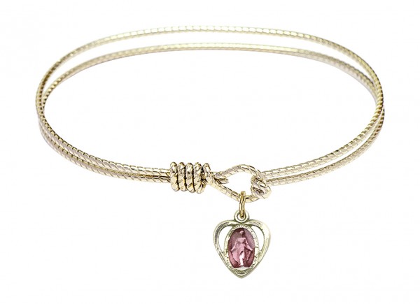 Cable Bangle Bracelet with a Miraculous Charm - Gold