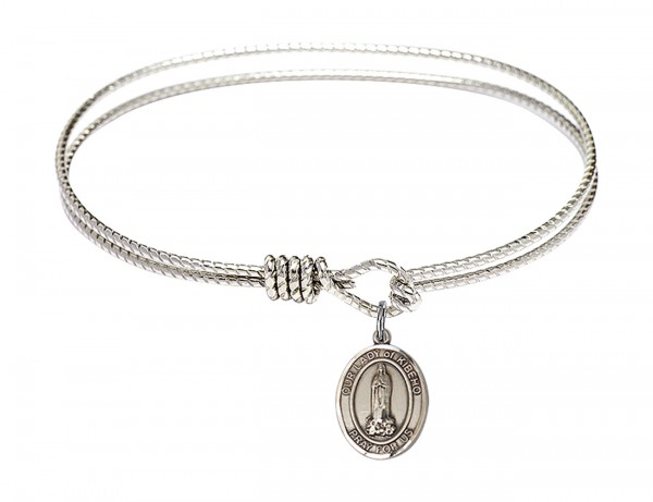 Cable Bangle Bracelet with Our Lady of Kibeho Charm - Silver