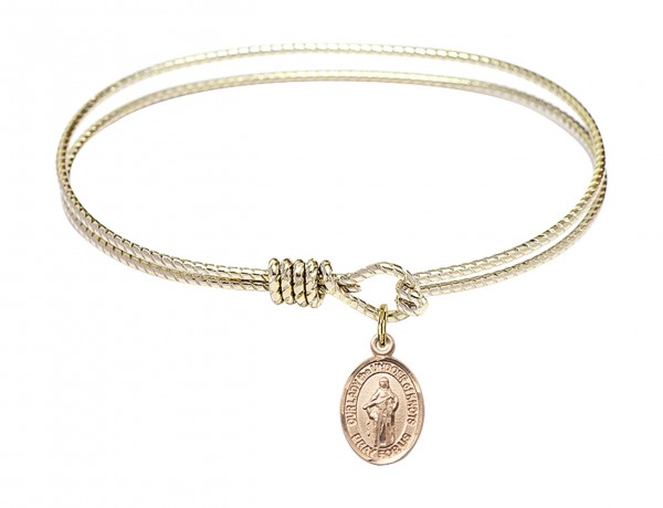 Cable Bangle Bracelet with Our Lady the Undoer of Knots Charm - Gold