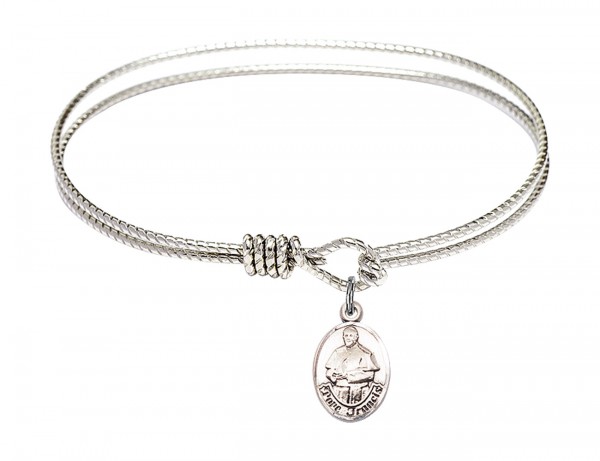 Cable Bangle Bracelet with a Pope Francis Charm - Silver