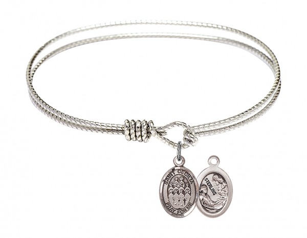 Cable Bangle Bracelet with a Saint Cecilia Choir Charm - Silver