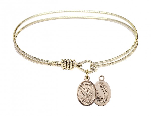 Cable Bangle Bracelet with a Saint Cecilia Marching Band Charm - Gold
