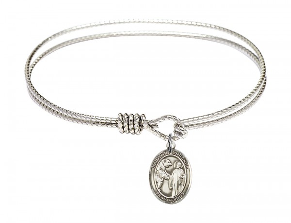 Cable Bangle Bracelet with a Saint Columbanus Charm - Silver