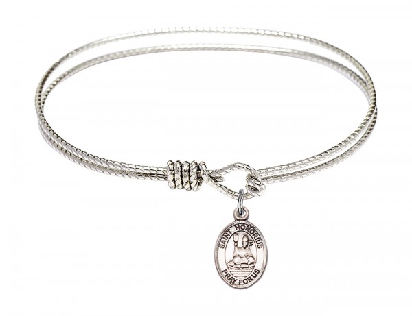 Cable Bangle Bracelet with a Saint Honorius of Amiens Charm - Silver