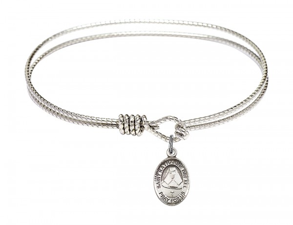 Cable Bangle Bracelet with a Saint Katharine Drexel Charm - Silver