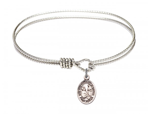 Cable Bangle Bracelet with a Saint Mary Magdalene of Canossa Charm - Silver