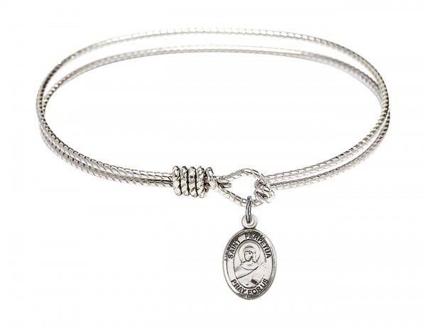 Cable Bangle Bracelet with a Saint Perpetua Charm - Silver
