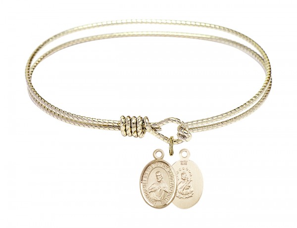Cable Bangle Bracelet with a Scapular Charm - Gold