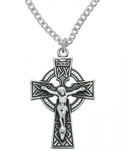 Men's Traditional Celtic Crucifix Necklace - Silver