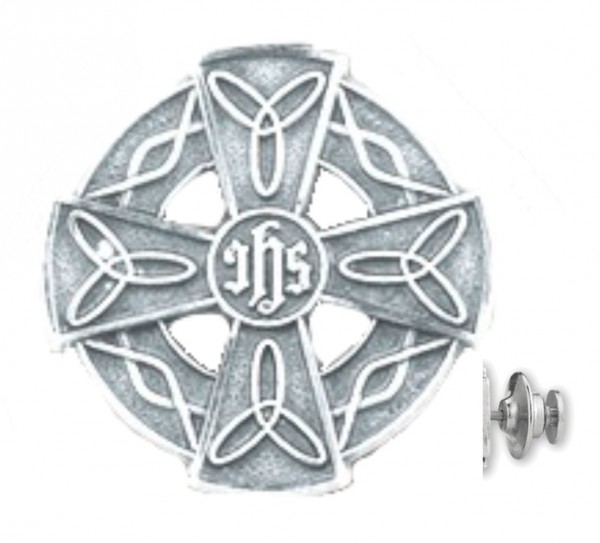 Celtic Design Cross Lapel Pin Sterling Silver - Sterling Silver