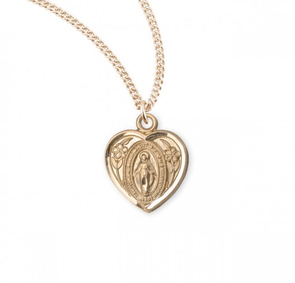 Child Size Heart Miraculous Baby Medal - Gold Plated