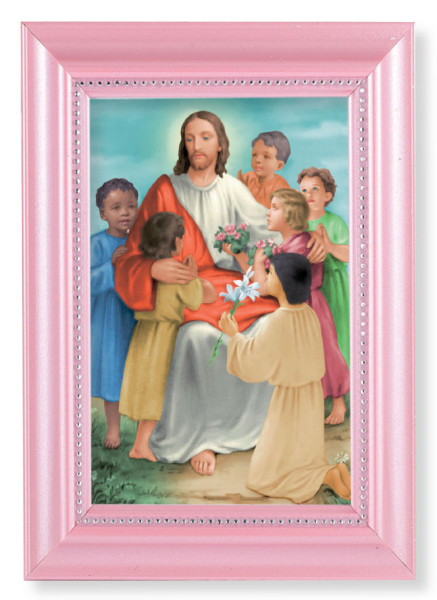 Christ with Children 4x6 Print Pearlized Frame - #117 Frame