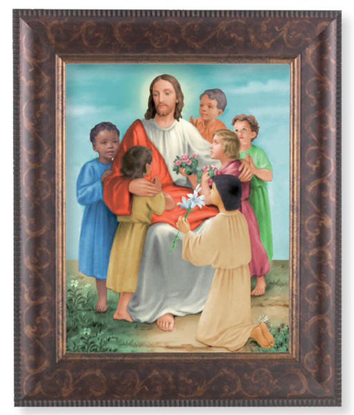 Christ with Children 8x10 Framed Print Under Glass - #124 Frame