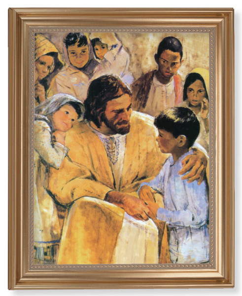 Christ with Children by Hook 11x14 Framed Print Artboard - #129 Frame