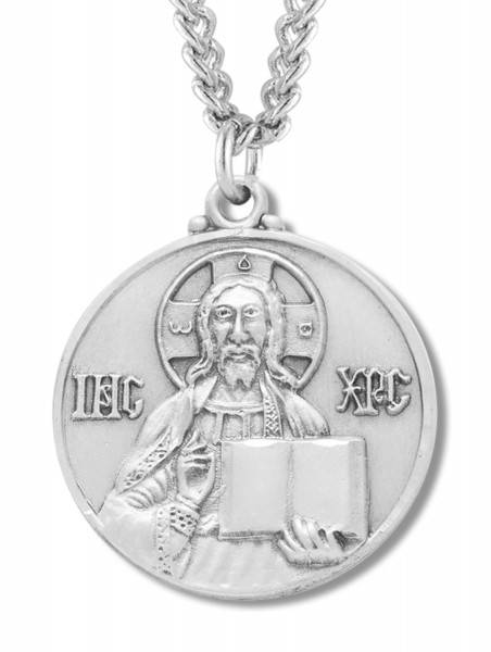 Christ Round Medal Sterling Silver - Sterling Silver