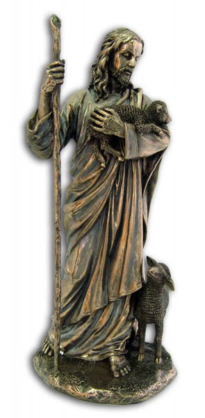 Christ the Good Shepherd Statue - 11.5 Inches - Bronze