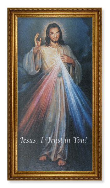 Church Size Divine Mercy 22x44 Antiqued Frame Print or Canvas - Stretched Canvas