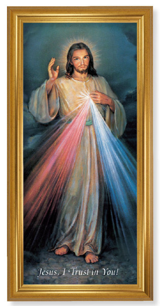 Church Size Divine Mercy Gold Framed Art - 2 Sizes - Full Color