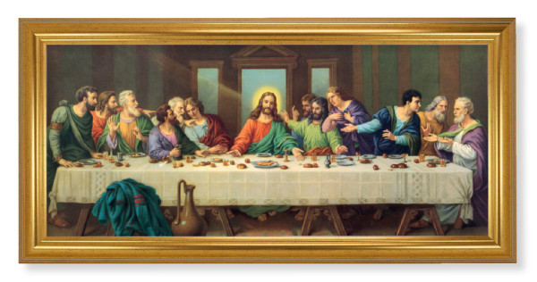 Church Size Last Supper Gold Framed Art - 2 Sizes - Full Color