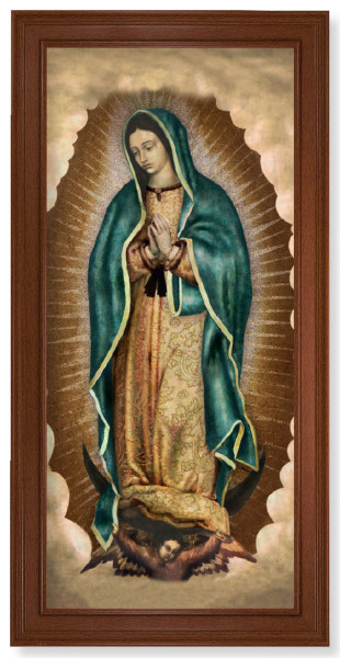 Church Size Our Lady of Guadalupe Walnut Finish Framed Art - Textured Artboard