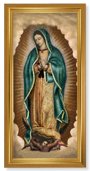 Church Size Our Lady of Guadalupe Gold Framed Art - 2 Sizes - Full Color