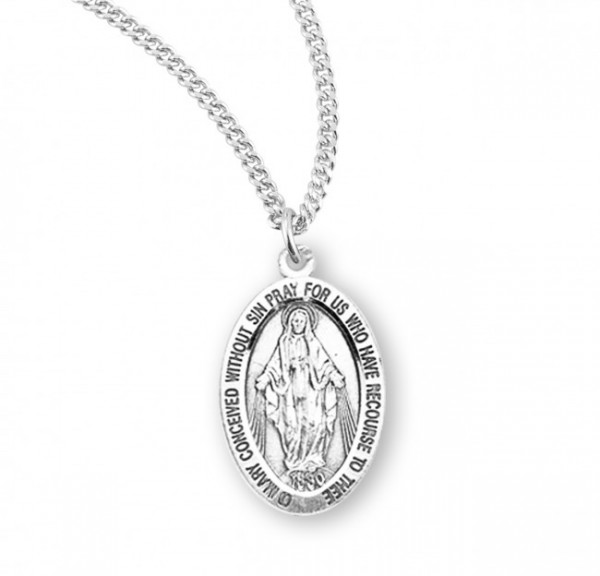 Classic Women's Miraculous Medal Necklace - Sterling Silver