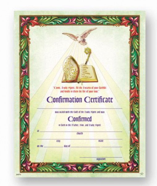 Come Holy Spirit Confirmation Certificate - Full Color