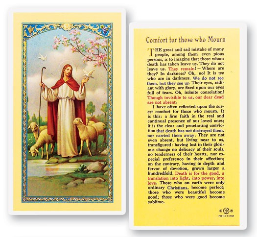 Comfort For Those Who Mourn Laminated Prayer Card - 1 Prayer Card .99 each