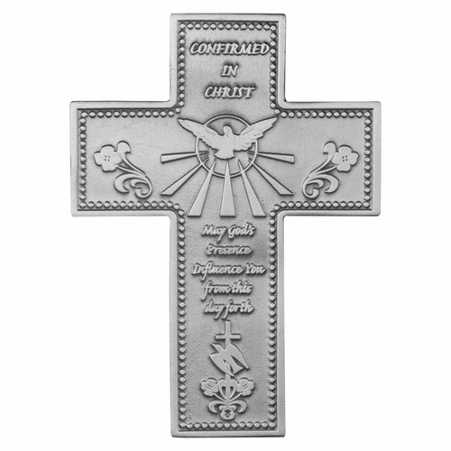 Confirmation Antiqued Pewter Wall  Cross - Pewter