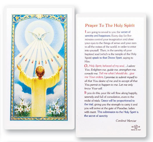 Confirmation Holy Spirit Laminated Prayer Card - 1 Prayer Card .99 each