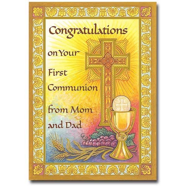 Congratulations on Your First Communion from Mom and Dad - Gold Tone