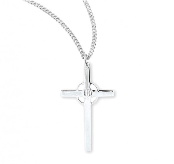 Cross Necklace with Dove Center Halo - Sterling Silver