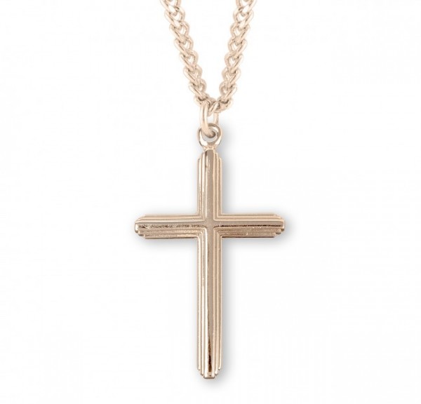 Men's Tiered Cross Pendant Gold Plated Sterling Silver - Gold