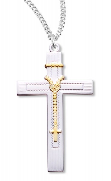 Cross Pendant Sterling Silver Two Tone - Two-Tone