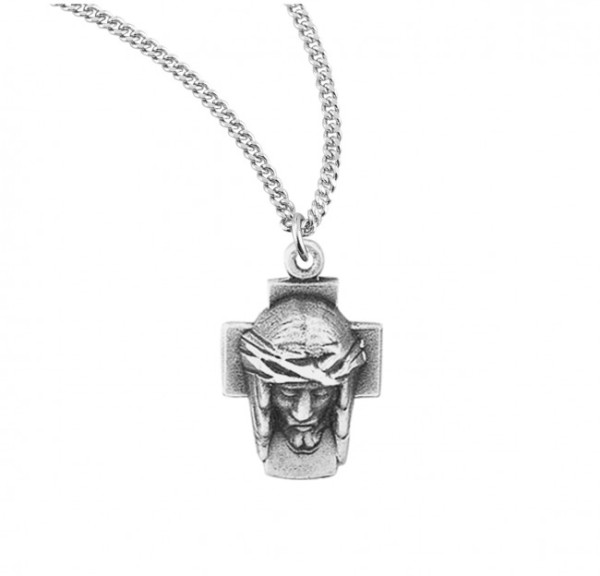 Crown of Thorns Head of Christ Medal - Sterling Silver