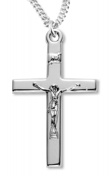 Shiny Classic Modern Crucifix Necklace - Sterling Silver