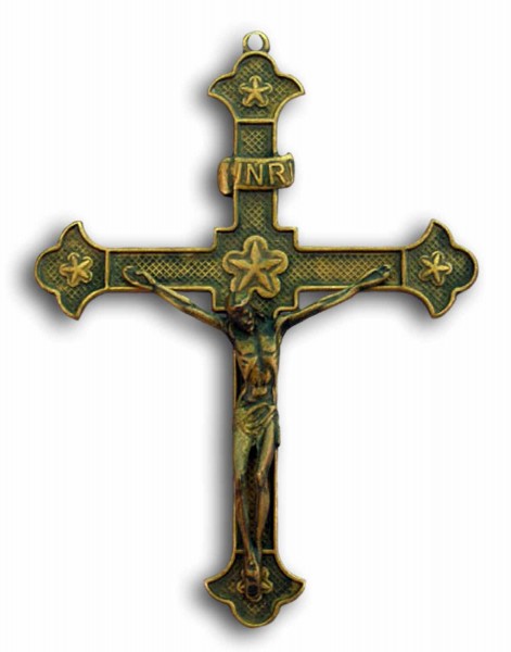 Crucifix in Antiqued Brass - 8.25 Inches - Brass