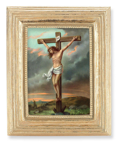 Crucifixion 2.5x3.5 Print Under Glass - Gold