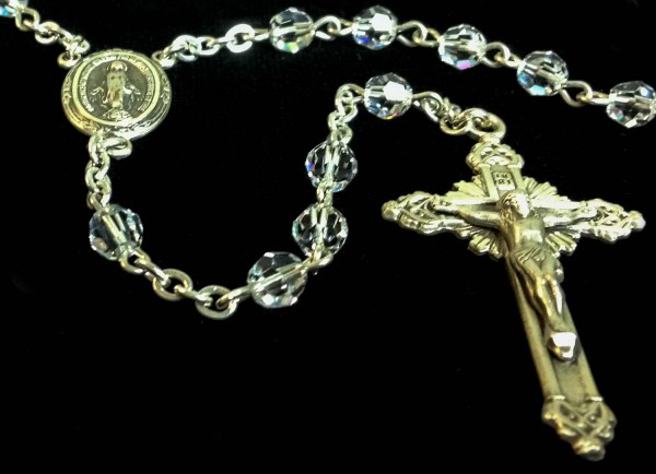 Crystal Swarovski Rosary in Sterling Silver 5mm - Crystal
