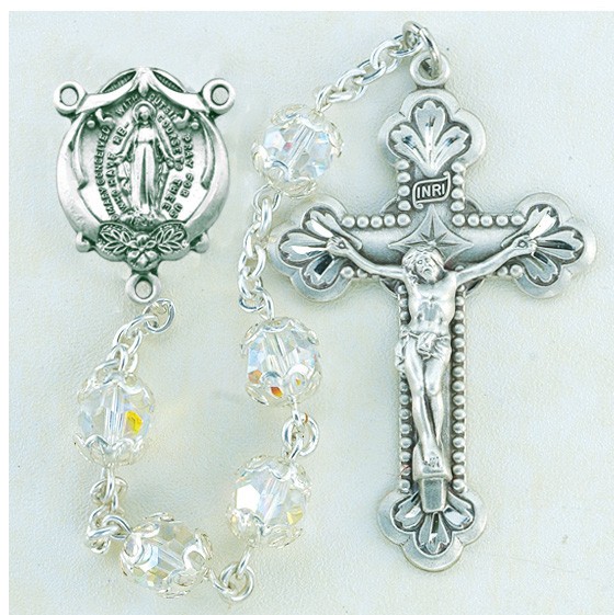 Crystal Swarovski Rosary in Sterling Silver - Crystal
