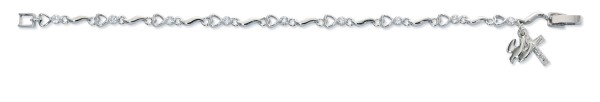 Cubic Zirconia Stones with Charms Bracelet 7.5 Inches - Silver tone