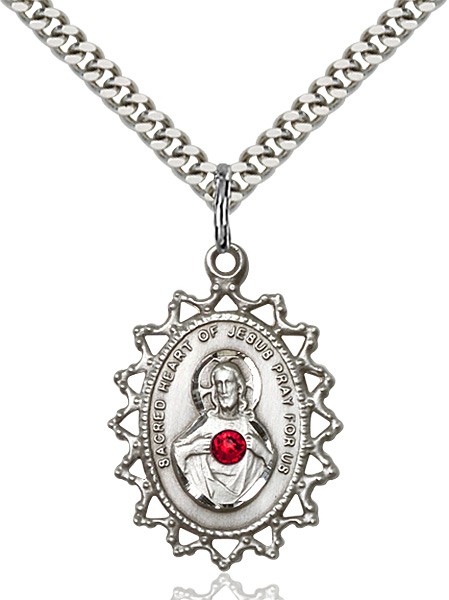 Cut-Out Scapular Pendant with Birthstone Options - Sterling Silver
